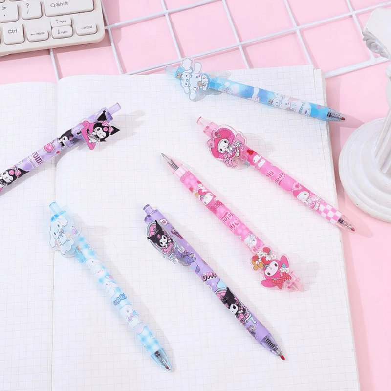 48-Pack Sanrio Gel Pen Set - Cinnamon Dog Kuromiya Melody Retractable Medium Acrylic Pens for Office and School Supplies, Fine Tip Markers, Suitable for All Seasons
