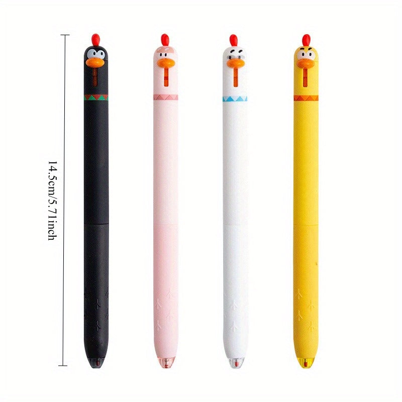 16 fun chicken shaped button fountain pens in four different colors, stress relieving office signature black pen, 0.5mm quick drying writing pen, creative neutral pen, suitable for writing and office