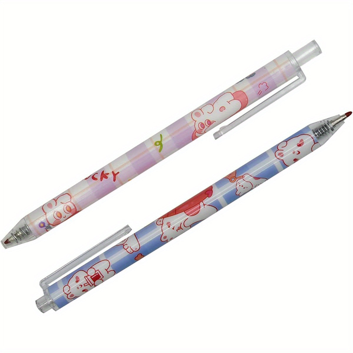 12pcs Rabbits Carrots Gel Pen Cute Cartoon Pens Retractable Printing Pen Black Ink Office Supply, Office Supplies, Study Tools, Fun Design, Whimsical Pens, Durable Pen, Retractable Mechanism, Gel Ink Pen, Cartoon Stationery, Stationery, Back to, Cute Gel