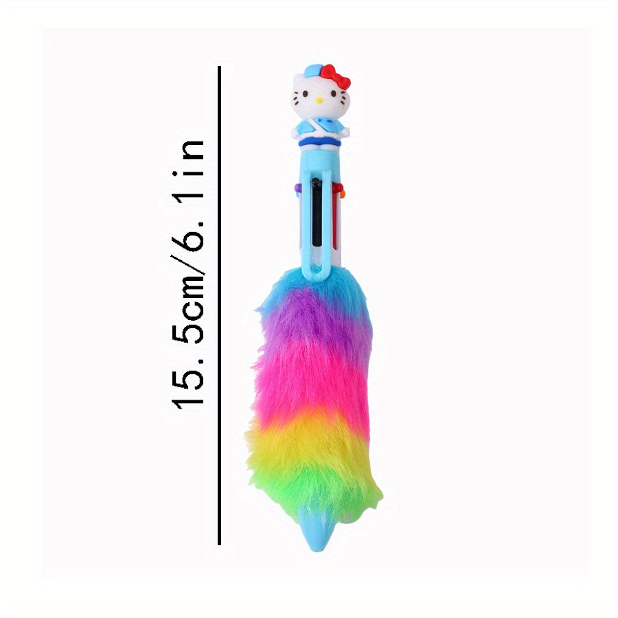 36 for hello kitty Cartoon Cute Sanrio 6-Color Plush Ballpoint Pen Set - Retractable, Fine Point, Durable Plastic, Ideal for Students & Office Use, Student Stationery Gift|Playful Design|Durable Plastic Pen, for Hello Kitty Accessories