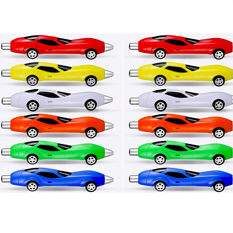 12/18pcs Assorted Retractable Ballpoint Pens, Ergonomic Fine Point, Cartoon/Animals/Fantasy/Superhero Themes, Novelty Racing Design, Ideal for Students, Office Stationery, Party Favors