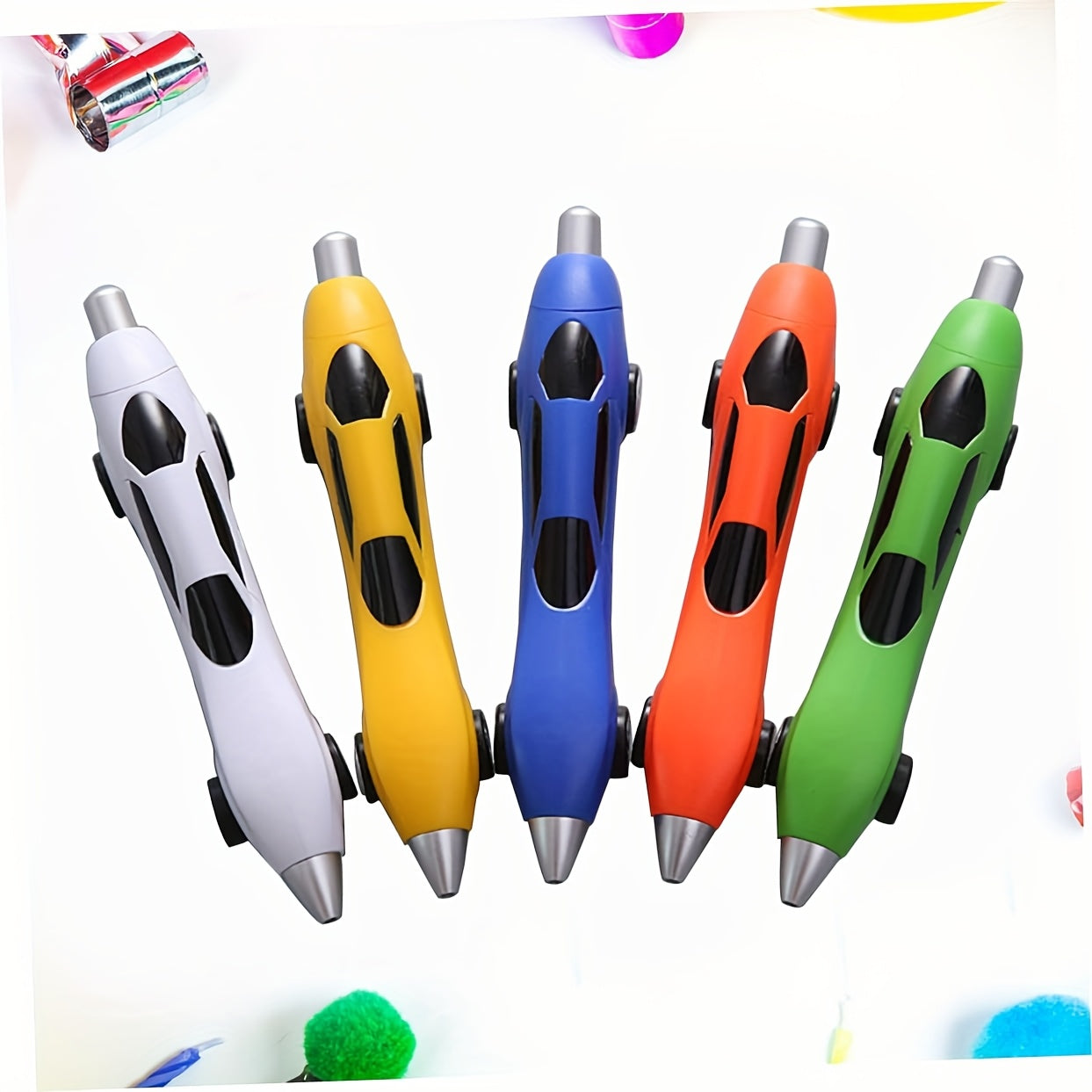 12/18pcs Assorted Retractable Ballpoint Pens, Ergonomic Fine Point, Cartoon/Animals/Fantasy/Superhero Themes, Novelty Racing Design, Ideal for Students, Office Stationery, Party Favors