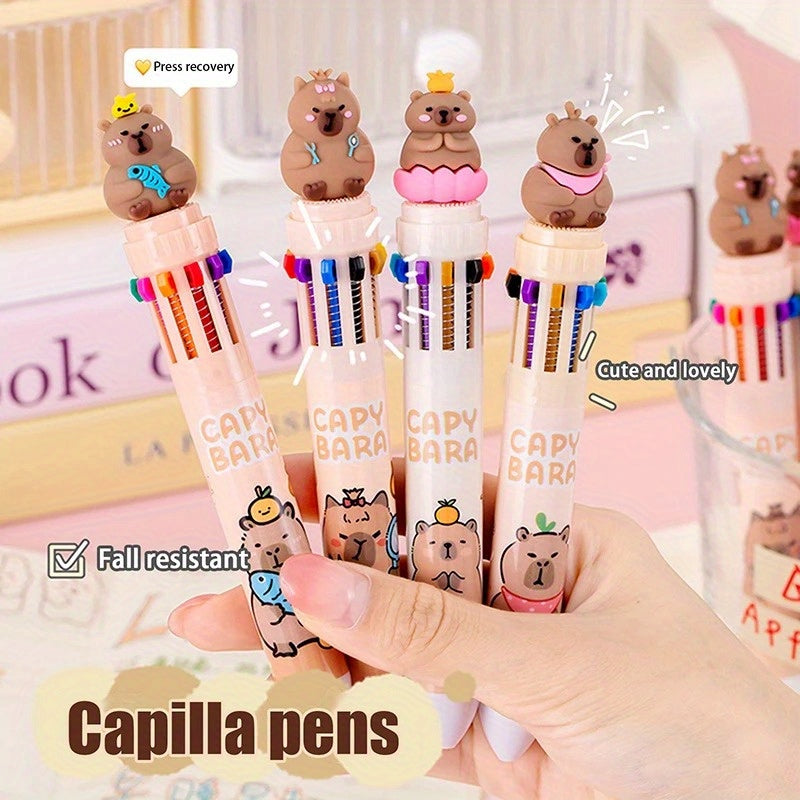 30pcs Capybara Retractable Ballpoint Pens, 0.5mm Fine Tip, Assorted Colors - Cute Cartoon Design with Colorful Ink for School, Office, and Art Supplies, Office Stationery | Playful Design | Vibrant Colors
