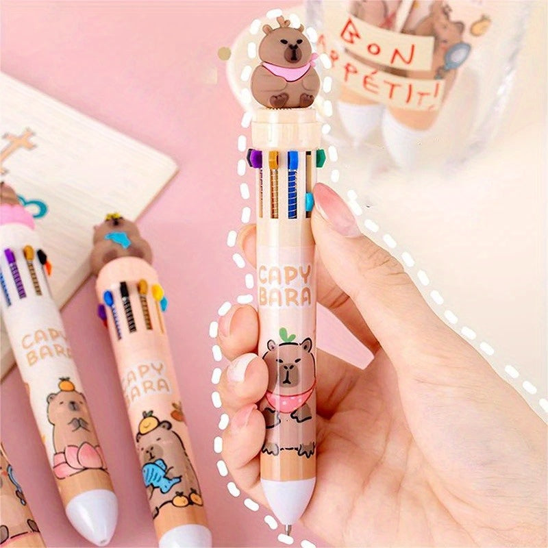 30pcs Capybara Retractable Ballpoint Pens, 0.5mm Fine Tip, Assorted Colors - Cute Cartoon Design with Colorful Ink for School, Office, and Art Supplies, Office Stationery | Playful Design | Vibrant Colors