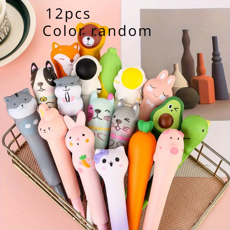 12pcs Color random Cute Kawaii Pens for Back to School Supplies Stationary Cool Pens for Teenage Gifts Easter Baskets Stuffers Gifts for Tweens Relax Gel Ink Pens
