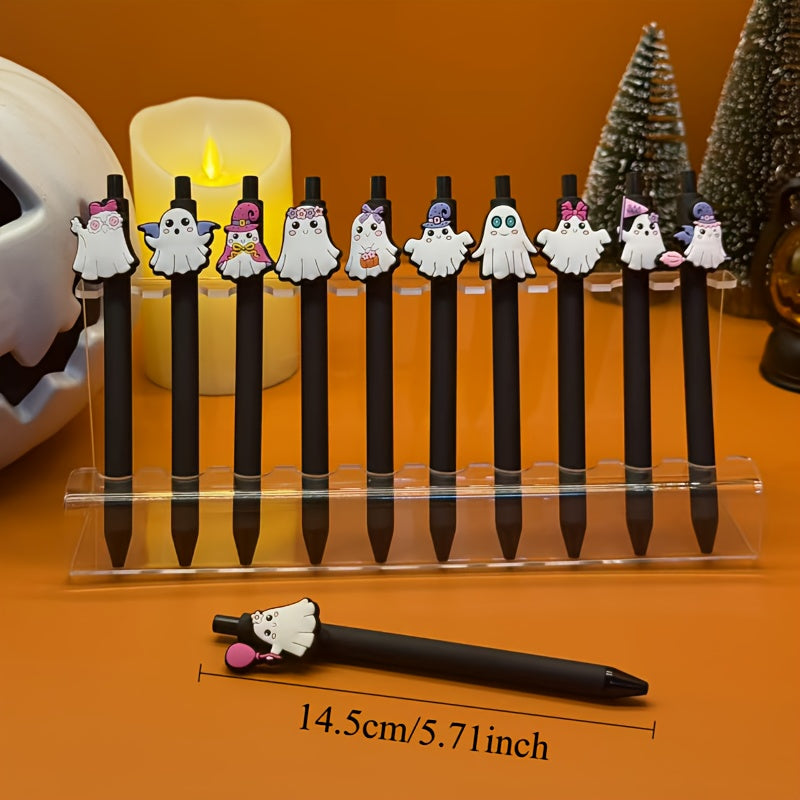5-10pcs Cartoon Back-to-School Halloween Pumpkin Series Multi-Style Retractable Ballpoint Pen, Click Gel Ink School Design for Students and Teachers (Random Colors)