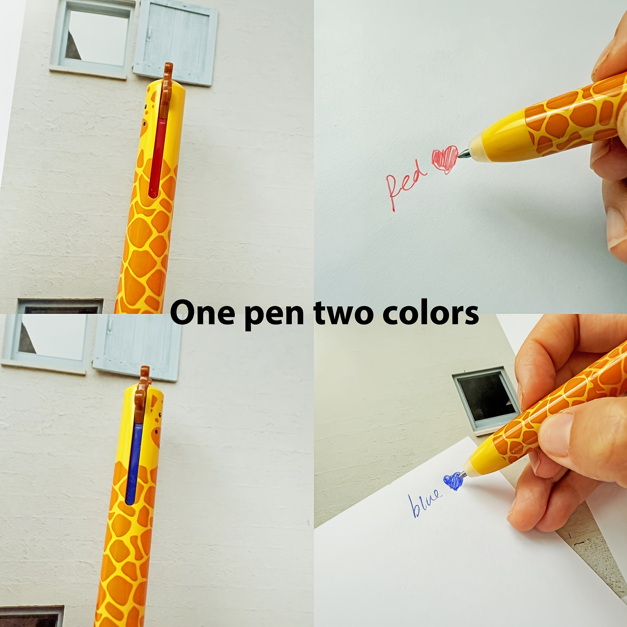 [Cute Gel Pens] 6pcs/12pcs Erasable Gel Pens, Double Retractable Clicks | Cute Zoo Theme, One Pen Two Colors Blue and Red Color Ink Pen with Eraser Clear, Smooth Writing for Journaling School & Office Supplies