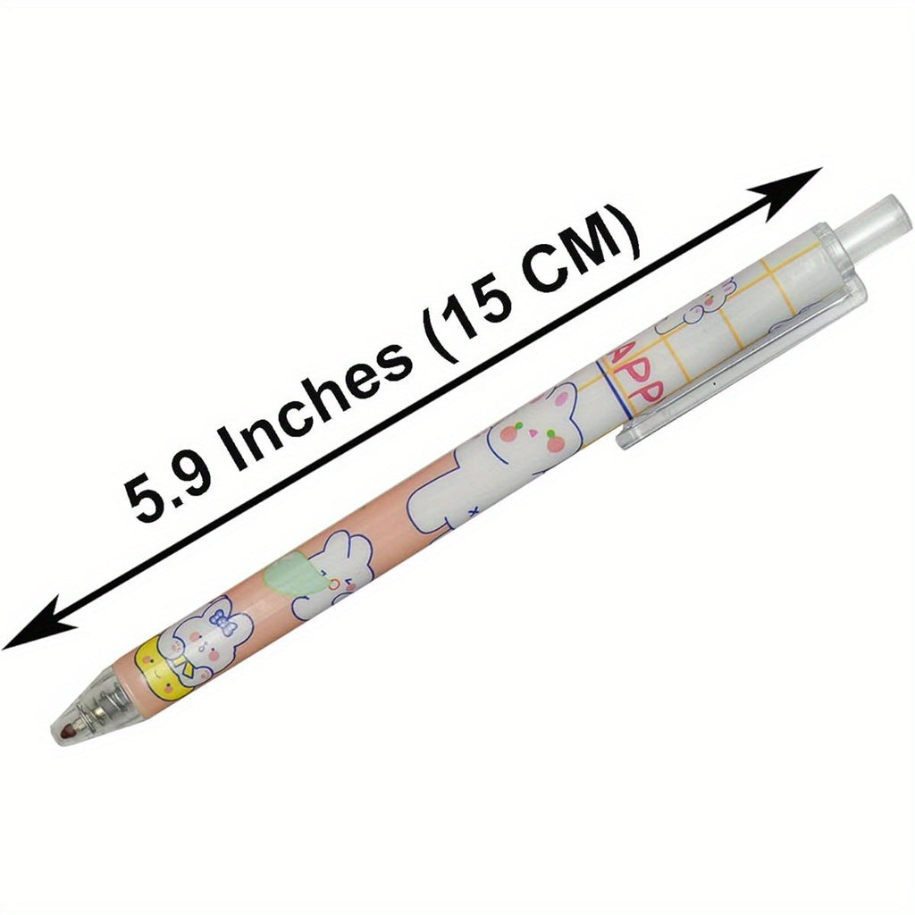 12pcs Rabbits Carrots Gel Pen Cute Cartoon Pens Retractable Printing Pen Black Ink Office Supply, Office Supplies, Study Tools, Fun Design, Whimsical Pens, Durable Pen, Retractable Mechanism, Gel Ink Pen, Cartoon Stationery, Stationery, Back to, Cute Gel
