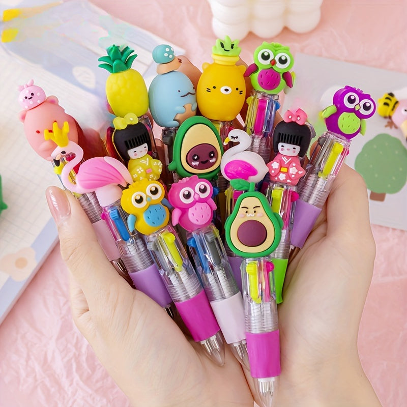 14pcs 14pcs Cartoon Retractable Ballpoint Pen Set-Fluent Writing, Ideal for Students And Office Workers for Christmas, Fun Design, Creative Gifts, Suitable for Further Study Birthday Party