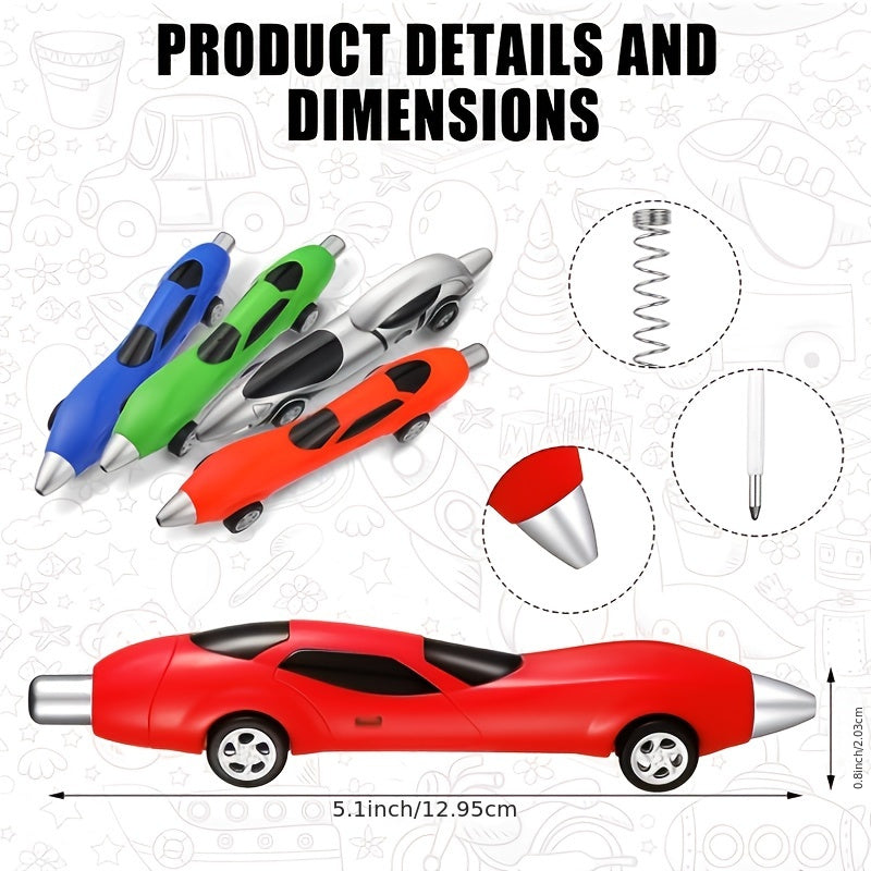 12/18pcs Assorted Retractable Ballpoint Pens, Ergonomic Fine Point, Cartoon/Animals/Fantasy/Superhero Themes, Novelty Racing Design, Ideal for Students, Office Stationery, Party Favors