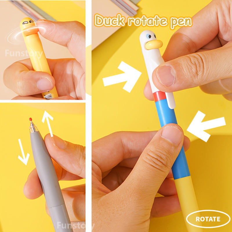 8 Pack Funny Cute Duck Chicken Gel Pens 0.5mm Black Ink Quick Dry Click Twist Combo ST Tip Extra Smooth for School Office, Study Tools, Office Stationery, Cute Design, Playful Pens, Quick Dry Ink, Ergonomic Grip, Gel Pen Set, Twist Mechanism, Creative