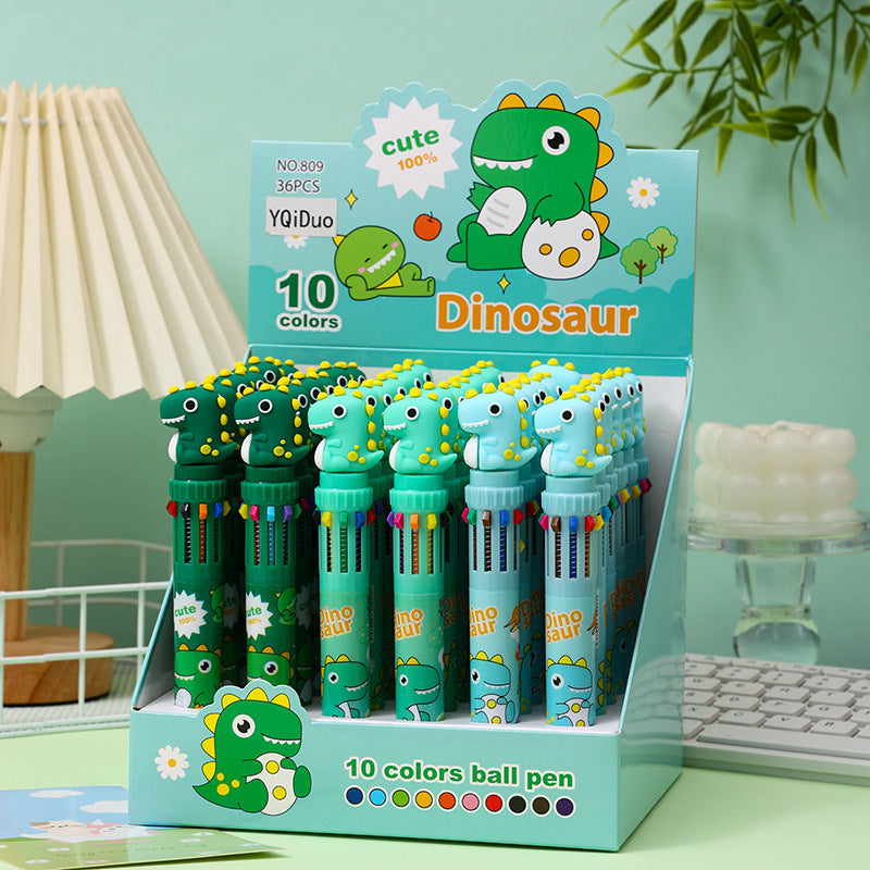 36pcs 0.5mm Cartoon Dinosaur Retractable Ballpoint Pens - Cute Multi-Color Dinosaur Design, Fine Tip for Precise Writing, Perfect for School, Office, and Creative Stationery, Dinosaur Gifts, School Stationery, Playful Design, Vibrant Colors