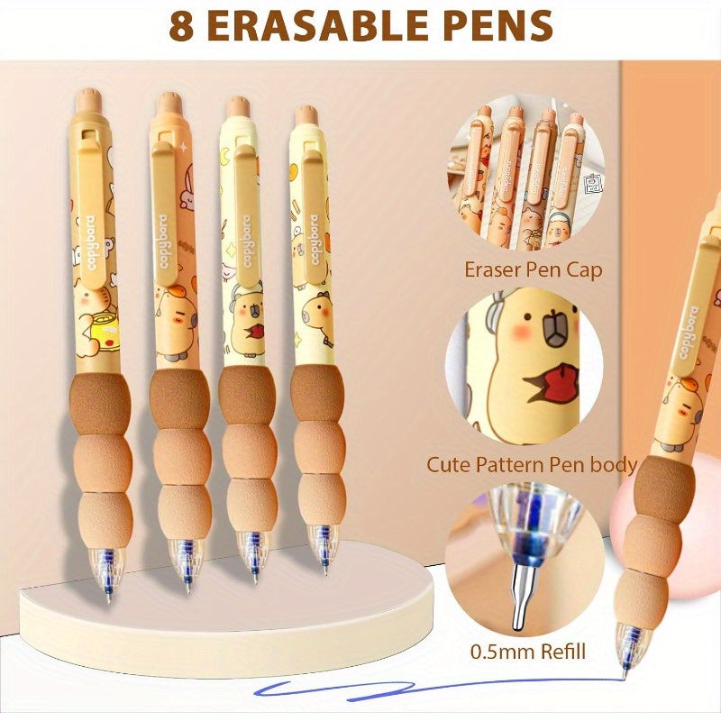 4pcs Cute Cartoon ybara Erasable Retrble PensErasable Gel Ink Pens0.5mm 0.5mm Cute ybara Mechanical Pencils Lead Refills Erasers for Office School ps, Pens, Writing Tools, Office Stationery, Fun Writing Tools, Stylish Pens, Retractable Mechanism, Smooth