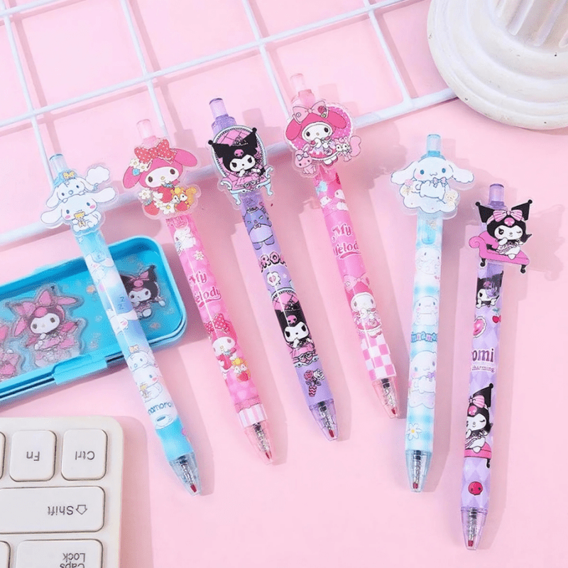 48-Pack Sanrio Gel Pen Set - Cinnamon Dog Kuromiya Melody Retractable Medium Acrylic Pens for Office and School Supplies, Fine Tip Markers, Suitable for All Seasons
