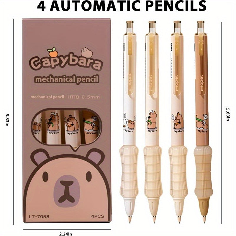 4pcs Cute Cartoon ybara Erasable Retrble PensErasable Gel Ink Pens0.5mm 0.5mm Cute ybara Mechanical Pencils Lead Refills Erasers for Office School ps, Pens, Writing Tools, Office Stationery, Fun Writing Tools, Stylish Pens, Retractable Mechanism, Smooth