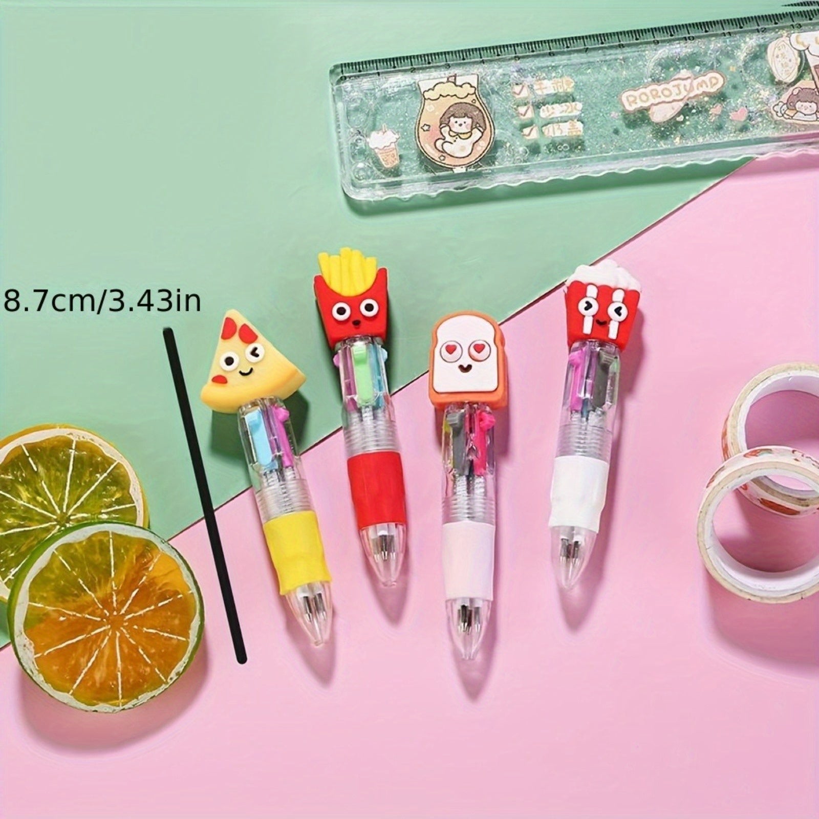 6/20pcs/set Cute Cartoon Mini Retractable Round Ballpoint Pens, 4-in-1 Colorful Round Ballpoint Pens, Medium Point, Oval Shape with Soft Silicone Grip, Suitable for School, Study Supplies, Prizes and Gifts