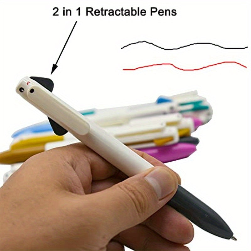 24pcs Dog Ballpoint Pen Cute Cartoon Animal Pens 2in 1 Retractable Pen Black Red Gel Ink for Office School Stationery Supplies, Note Taking Accessory, Everyday Writing Tool, Animal Themed Pen, Gel Ink Pen, Dog Shape Pen, Cute Cartoon Design, Smooth Gel