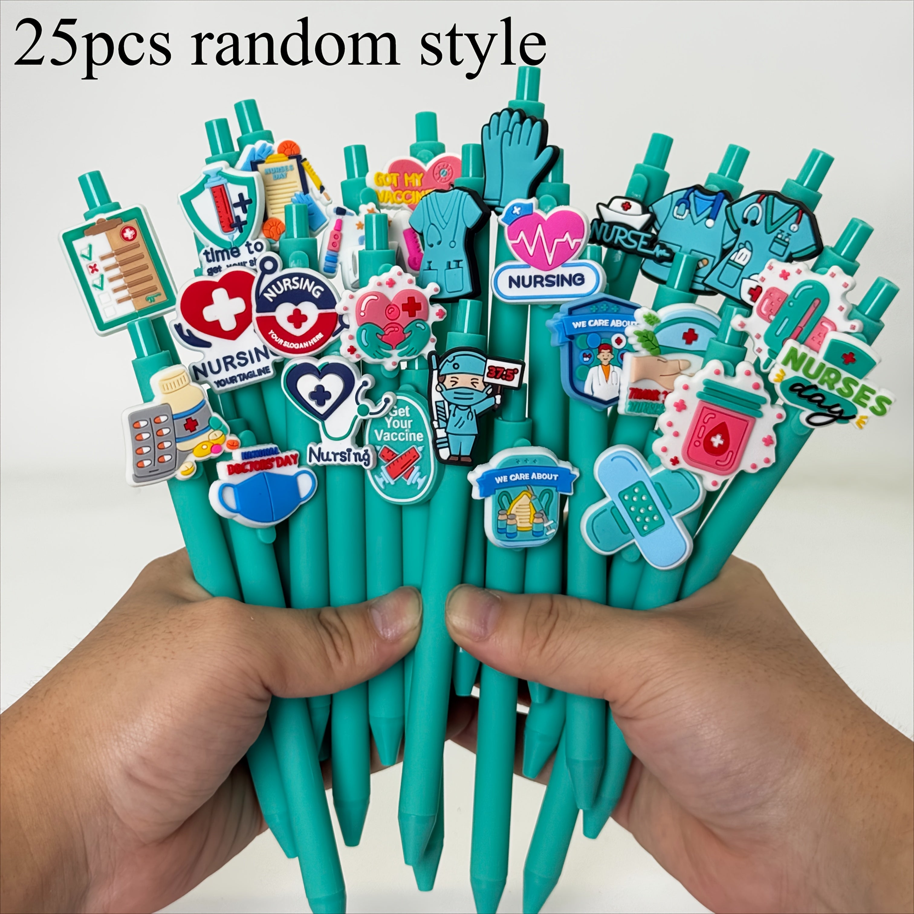 12/25 Retractable Ballpoint Pens from The Medical Series, in Teal Color, Designed for Doctors And Nurses, Featuring a Press Mechanism with Black Ink Refills, Perfect for Signing Medical Documents, And a Fun Office Stationery Gift.