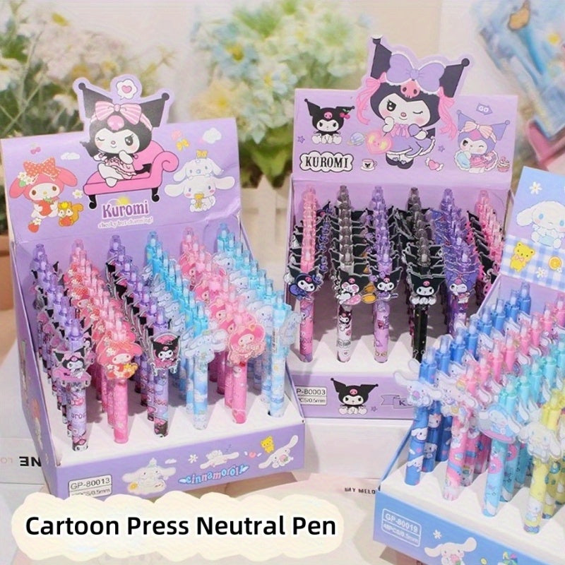 48-Pack Sanrio Gel Pen Set - Cinnamon Dog Kuromiya Melody Retractable Medium Acrylic Pens for Office and School Supplies, Fine Tip Markers, Suitable for All Seasons