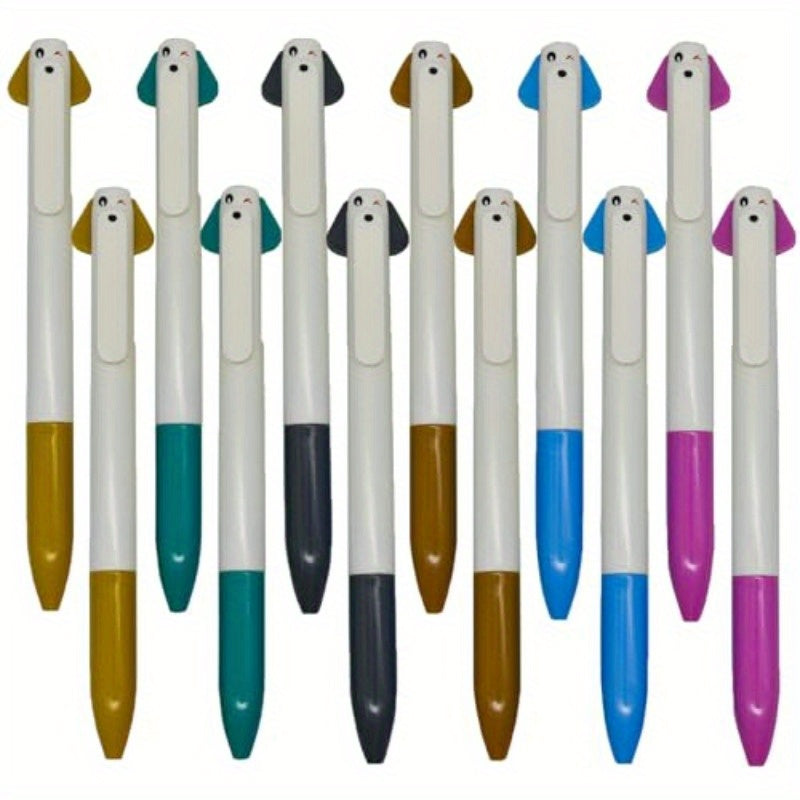 24pcs Dog Ballpoint Pen Cute Cartoon Animal Pens 2in 1 Retractable Pen Black Red Gel Ink for Office School Stationery Supplies, Note Taking Accessory, Everyday Writing Tool, Animal Themed Pen, Gel Ink Pen, Dog Shape Pen, Cute Cartoon Design, Smooth Gel