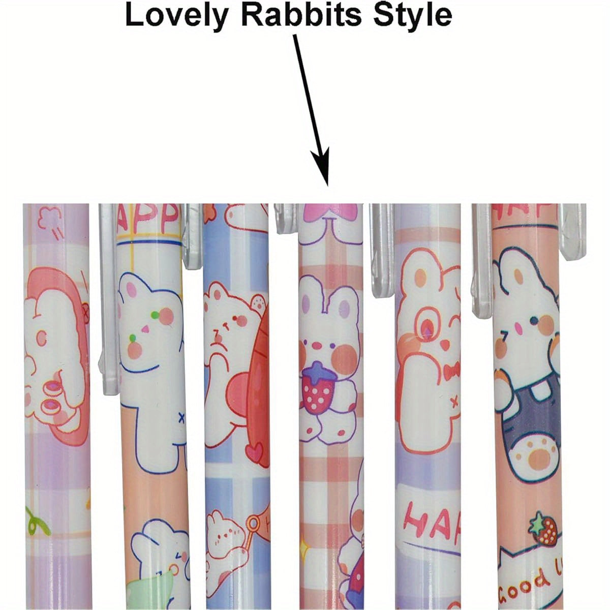 12pcs Rabbits Carrots Gel Pen Cute Cartoon Pens Retractable Printing Pen Black Ink Office Supply, Office Supplies, Study Tools, Fun Design, Whimsical Pens, Durable Pen, Retractable Mechanism, Gel Ink Pen, Cartoon Stationery, Stationery, Back to, Cute Gel