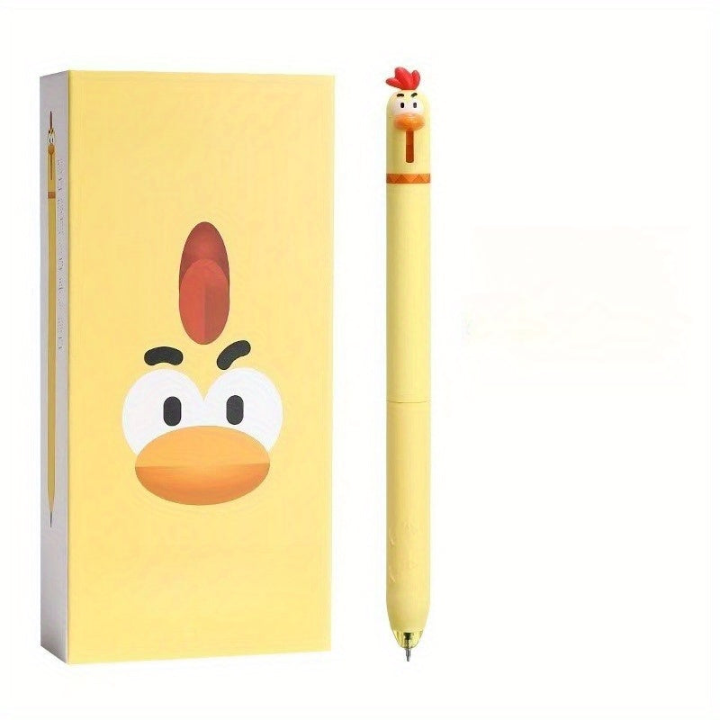 16 fun chicken shaped button fountain pens in four different colors, stress relieving office signature black pen, 0.5mm quick drying writing pen, creative neutral pen, suitable for writing and office