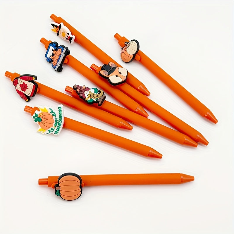 20pcs of Cartoon Maple Leaf Pumpkin-Shaped Orange Pen Barrels, Retractable And Reusable Ballpoint Pens, Comfortable Grip, 1.0Mm Medium Point, Black Ink, Thanksgiving Writing Supplies for Students, a Small Gift for Classmates at The Start of School.