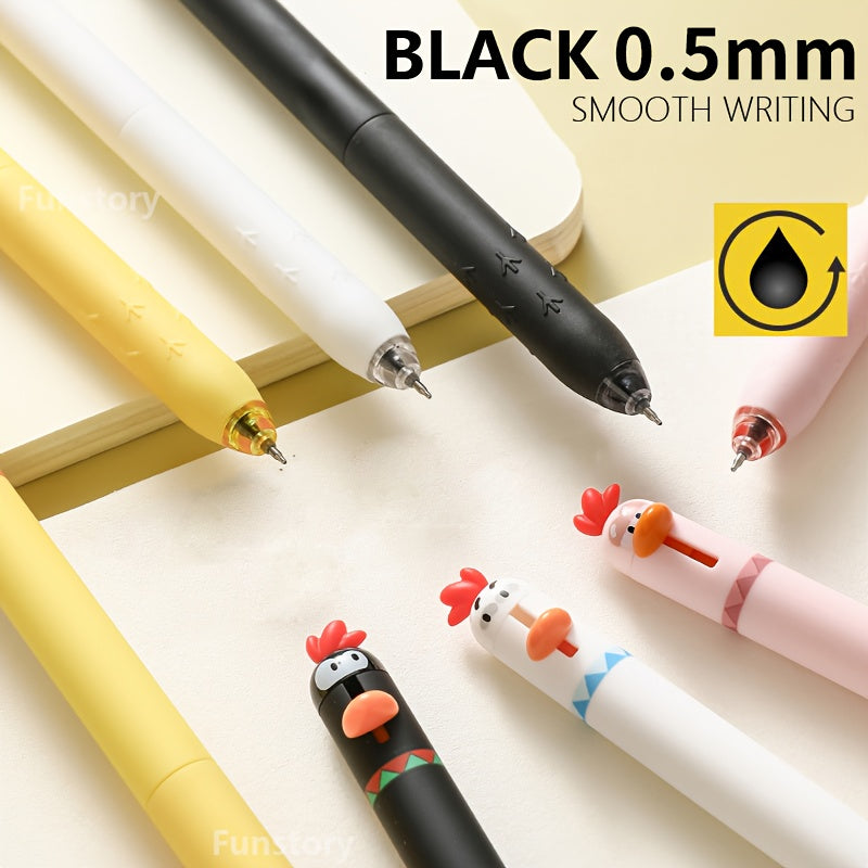 8pcs Set Creative Parrot Duckling Fun Click Pen 0.5mm Smooth Tip Quick Dry Cute Office School Supplies Fidget Writing Pens, Desk Stationery, Study Essentials, Whimsical Pens, Playful Stationery, Lightweight Pen, Ergonomic Grip, Click Mechanism, Fidget