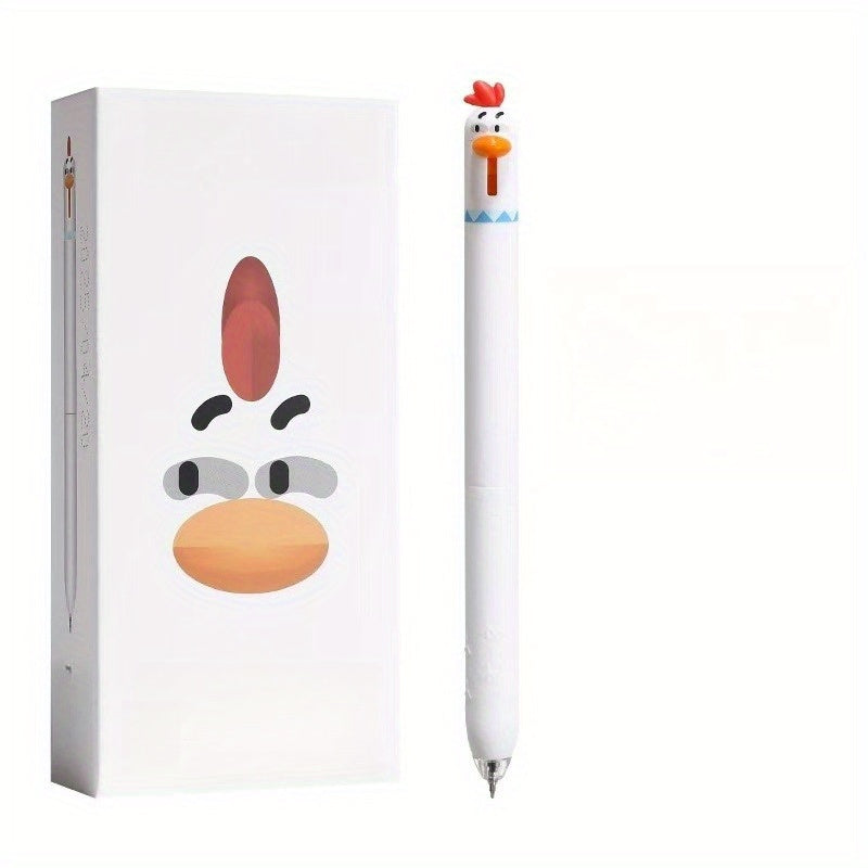 16 fun chicken shaped button fountain pens in four different colors, stress relieving office signature black pen, 0.5mm quick drying writing pen, creative neutral pen, suitable for writing and office