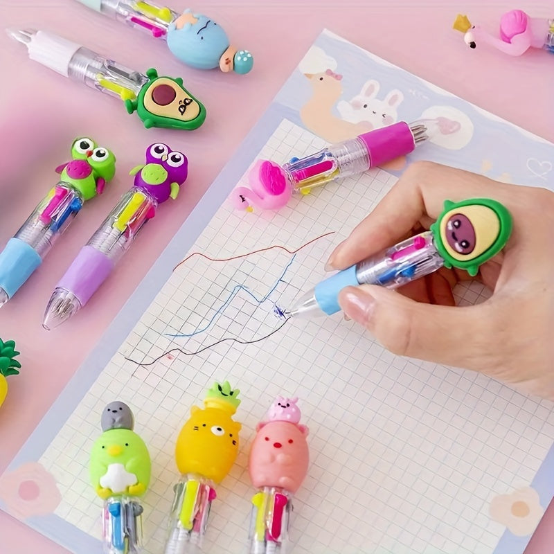 20 Cute Retractable Ballpoint Pens, Ergonomic Round Body, Mid-Point, PVC Material, Stick Structure, Various Cute Designs, Retractable Closed Type, Mid-Point Type, Ergonomic Features, Stick Structure Type, Plastic Material, for School And Office Supplies