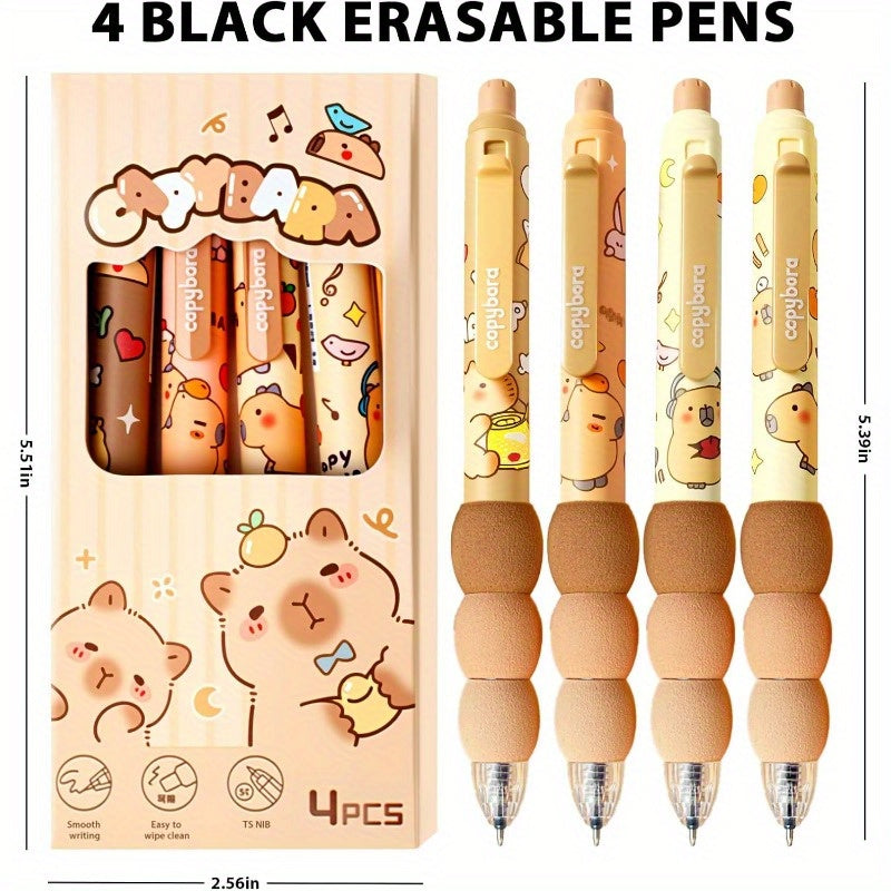 4pcs Cute Cartoon ybara Erasable Retrble PensErasable Gel Ink Pens0.5mm 0.5mm Cute ybara Mechanical Pencils Lead Refills Erasers for Office School ps, Pens, Writing Tools, Office Stationery, Fun Writing Tools, Stylish Pens, Retractable Mechanism, Smooth