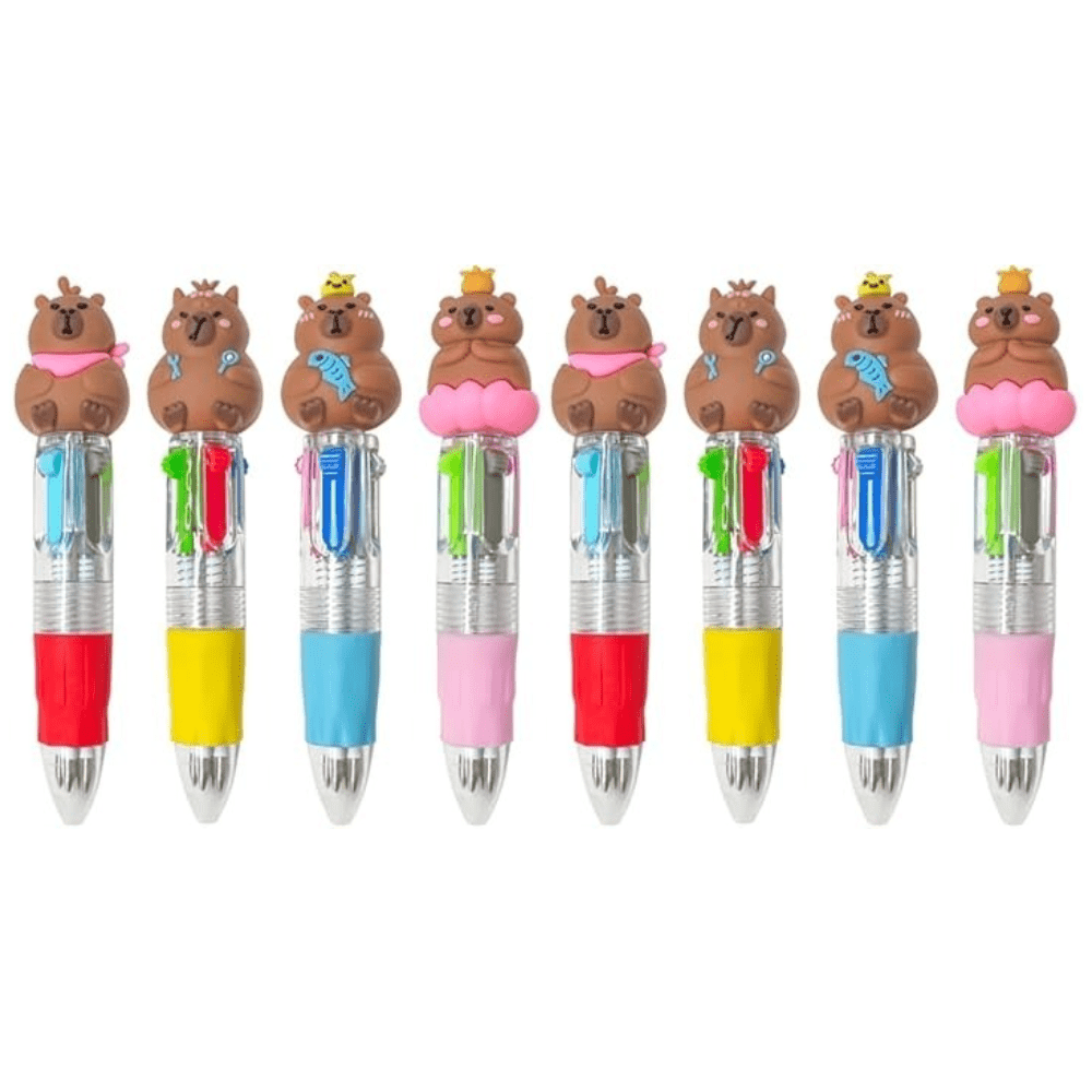 [20pcs 4-in-1 Pen] 20pcs Multi-Color Round Four-In-One Color Pen, Fine Tip Retractable Capybara Ballpoint Pens | Used for Party Gifts Back to School Gifts Classroom Rewards Bulk Gifts for Students Office Stationery