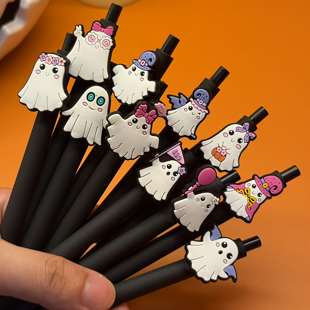 5-10pcs Cartoon Back-to-School Halloween Pumpkin Series Multi-Style Retractable Ballpoint Pen, Click Gel Ink School Design for Students and Teachers (Random Colors)