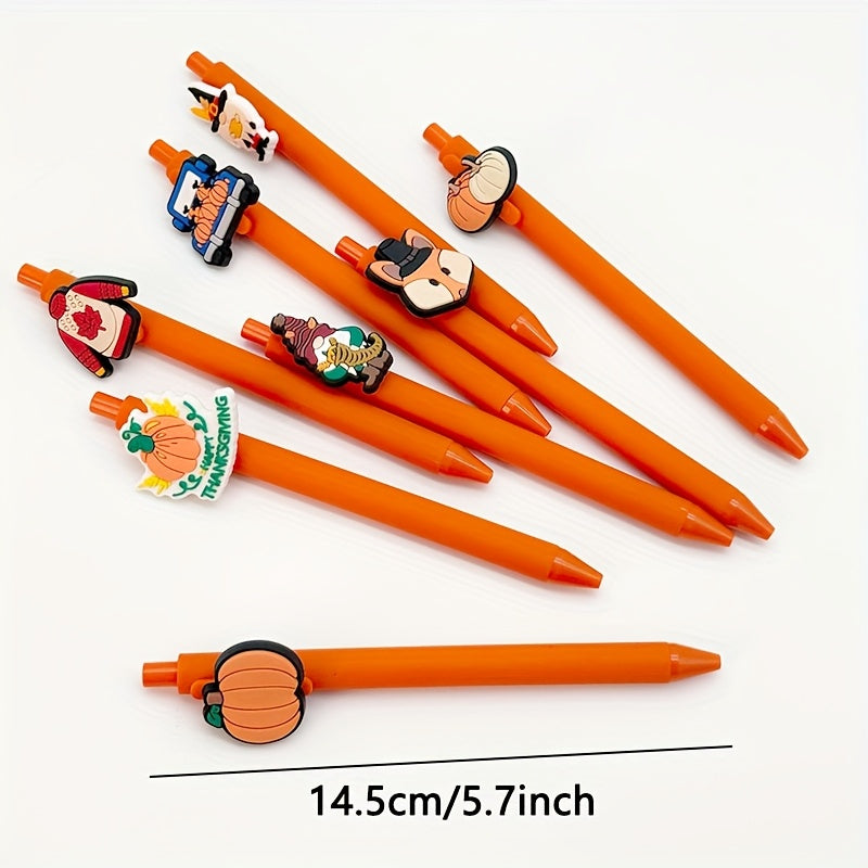 20pcs of Cartoon Maple Leaf Pumpkin-Shaped Orange Pen Barrels, Retractable And Reusable Ballpoint Pens, Comfortable Grip, 1.0Mm Medium Point, Black Ink, Thanksgiving Writing Supplies for Students, a Small Gift for Classmates at The Start of School.