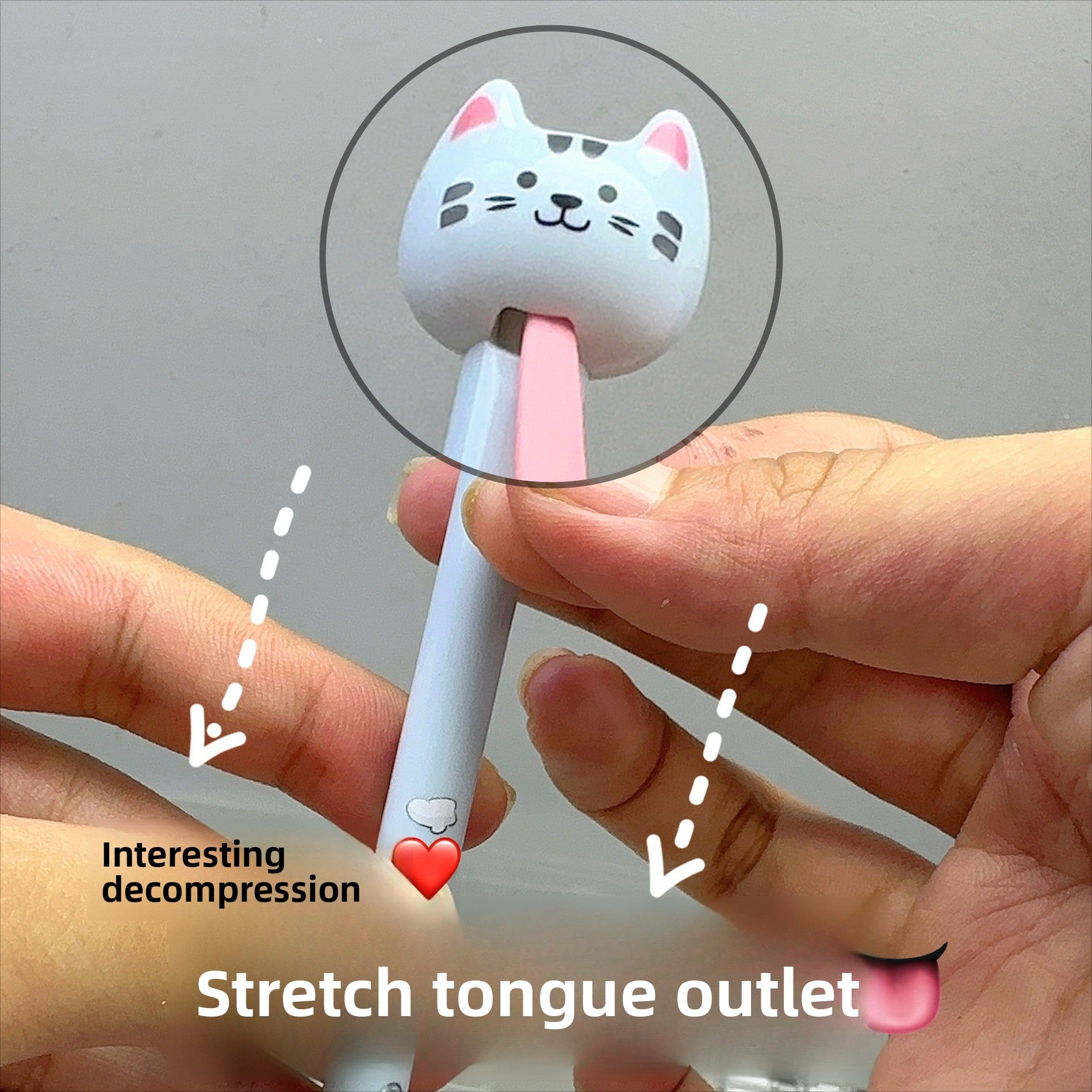 4pcs/ 1set Four different colors of funny cats pull-out gel pens, decompression office signature black pens, quick-drying writing pens, creative gel pens, can be used for writing and office work.