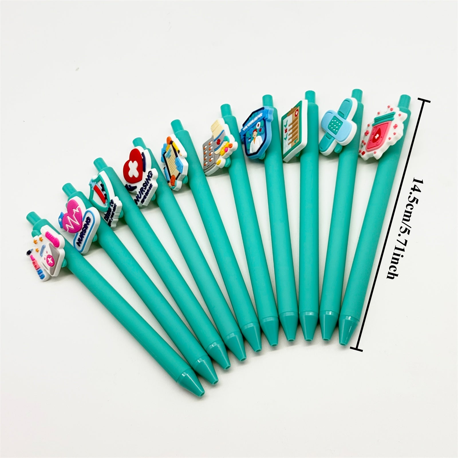 12/25 Retractable Ballpoint Pens from The Medical Series, in Teal Color, Designed for Doctors And Nurses, Featuring a Press Mechanism with Black Ink Refills, Perfect for Signing Medical Documents, And a Fun Office Stationery Gift.