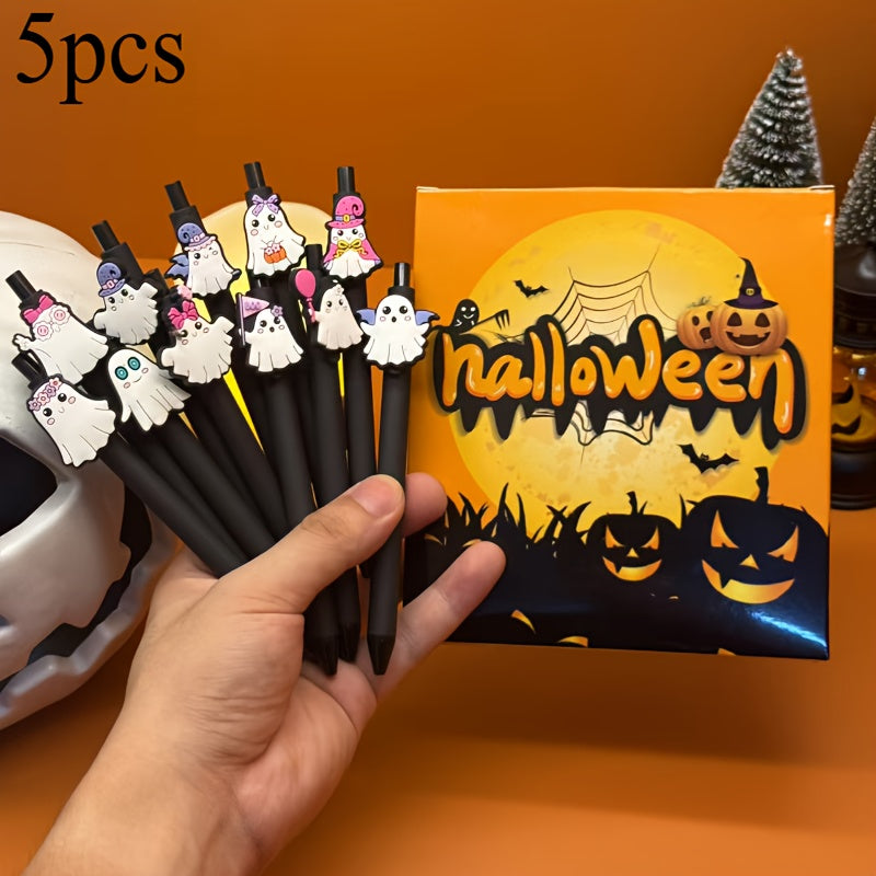 5-10pcs Cartoon Back-to-School Halloween Pumpkin Series Multi-Style Retractable Ballpoint Pen, Click Gel Ink School Design for Students and Teachers (Random Colors)