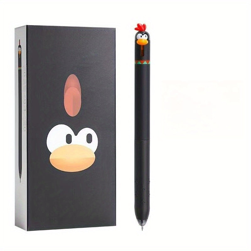 Funny Chicken-Shaped Ballpoint Pens - Cute Office & School Supplies with Retractable Button Closure, Quick-Dry Ink, 0.5mm Fine Tip - Fun Desk Decor in White, Pink, Yellow, Black - Ideal Gift for Chicken Lovers, Students, Coworkers - Durable Plastic