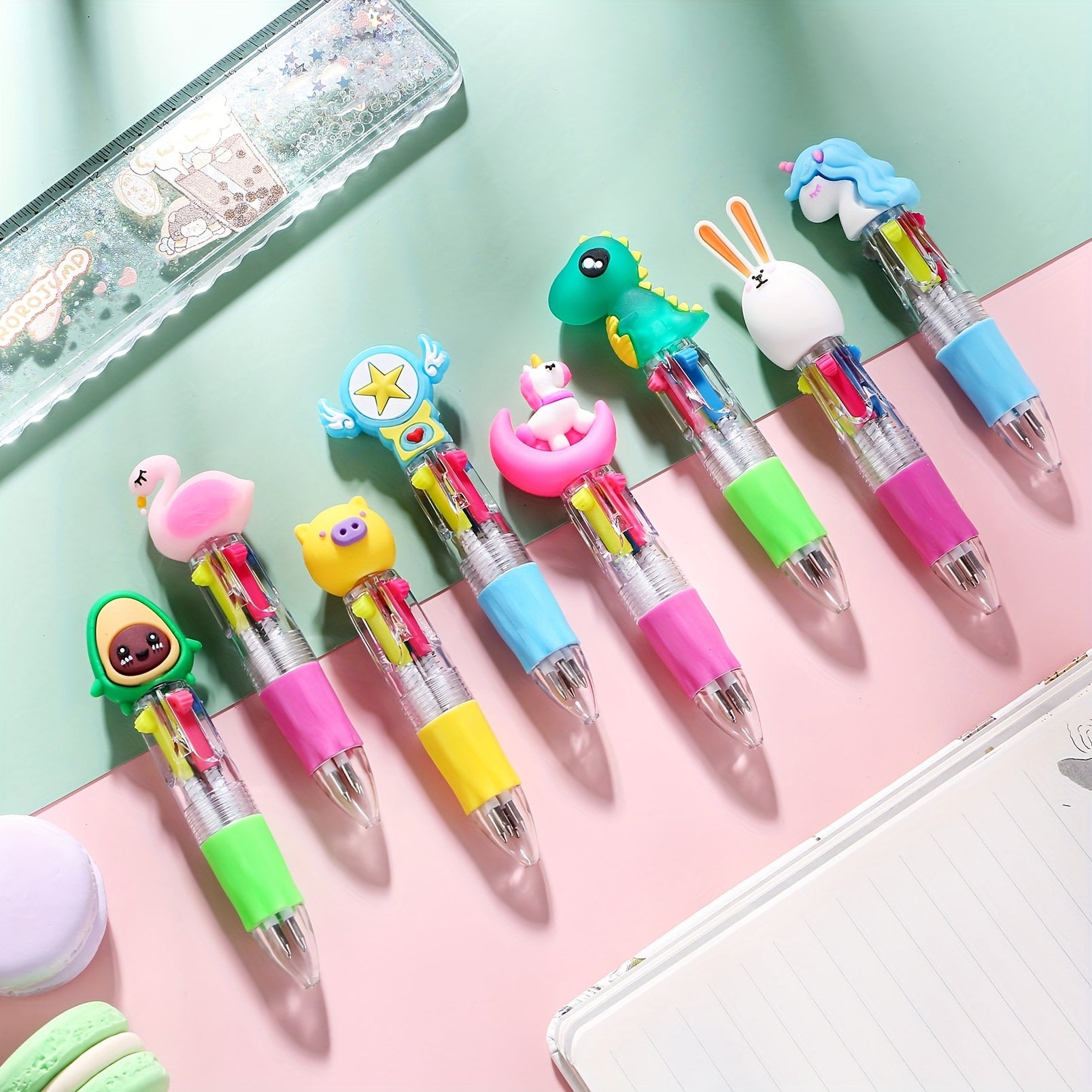 27 Colorful Ballpoint Pens, Creative Four-Color Pens, Cute Stationery Set, Adorable School Supplies, Retractable Fountain Pens, Student Signature Pens, Suitable for Classroom Reward Gifts And Office Use, Back-To-School Supplies, Party And Birthday Gifts.