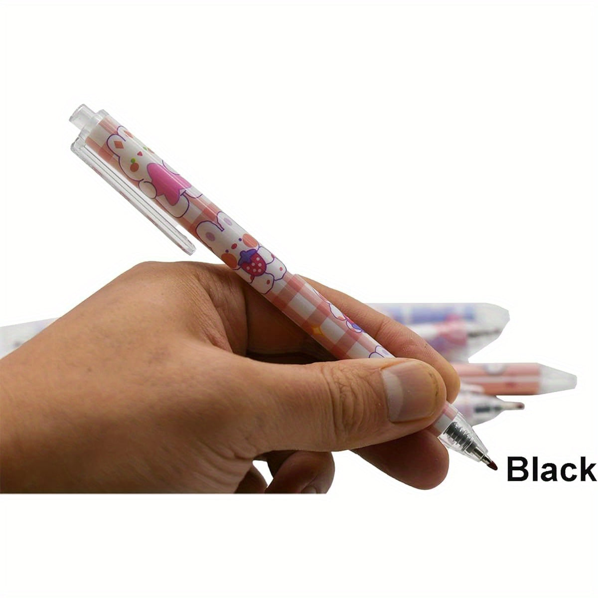 12pcs Rabbits Carrots Gel Pen Cute Cartoon Pens Retractable Printing Pen Black Ink Office Supply, Office Supplies, Study Tools, Fun Design, Whimsical Pens, Durable Pen, Retractable Mechanism, Gel Ink Pen, Cartoon Stationery, Stationery, Back to, Cute Gel