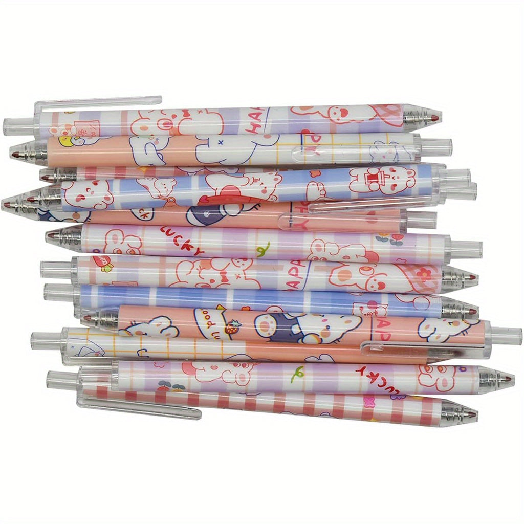 12pcs Rabbits Carrots Gel Pen Cute Cartoon Pens Retractable Printing Pen Black Ink Office Supply, Office Supplies, Study Tools, Fun Design, Whimsical Pens, Durable Pen, Retractable Mechanism, Gel Ink Pen, Cartoon Stationery, Stationery, Back to, Cute Gel