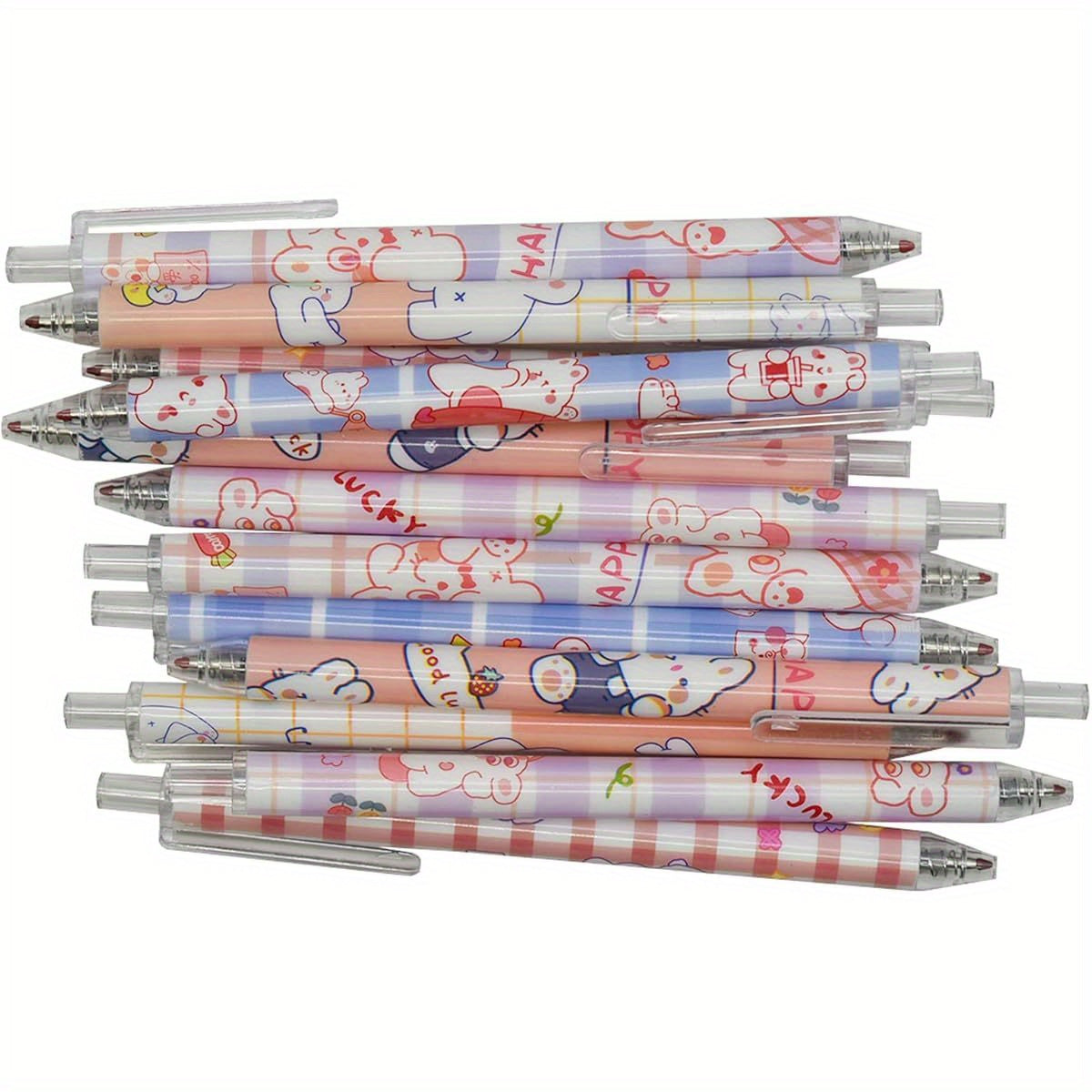 12pcs Rabbits Carrots Gel Pen Cute Cartoon Pens Retractable Printing Pen Black Ink Office Supply, Office Supplies, Study Tools, Fun Design, Whimsical Pens, Durable Pen, Retractable Mechanism, Gel Ink Pen, Cartoon Stationery, Stationery, Back to, Cute Gel