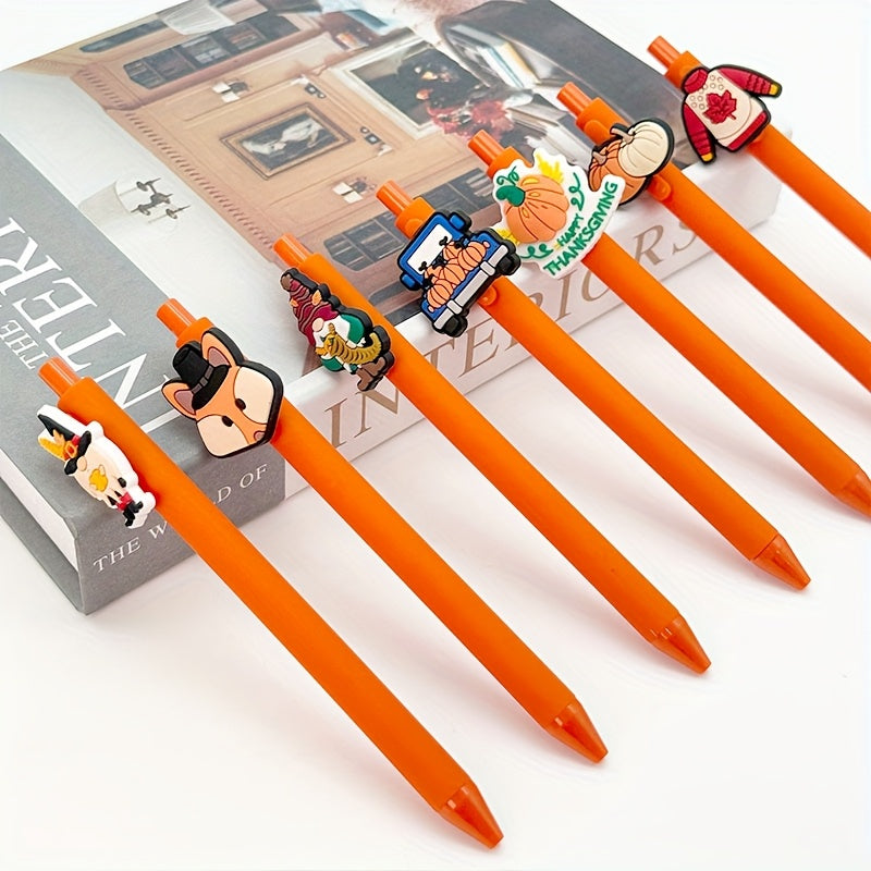 20pcs of Cartoon Maple Leaf Pumpkin-Shaped Orange Pen Barrels, Retractable And Reusable Ballpoint Pens, Comfortable Grip, 1.0Mm Medium Point, Black Ink, Thanksgiving Writing Supplies for Students, a Small Gift for Classmates at The Start of School.