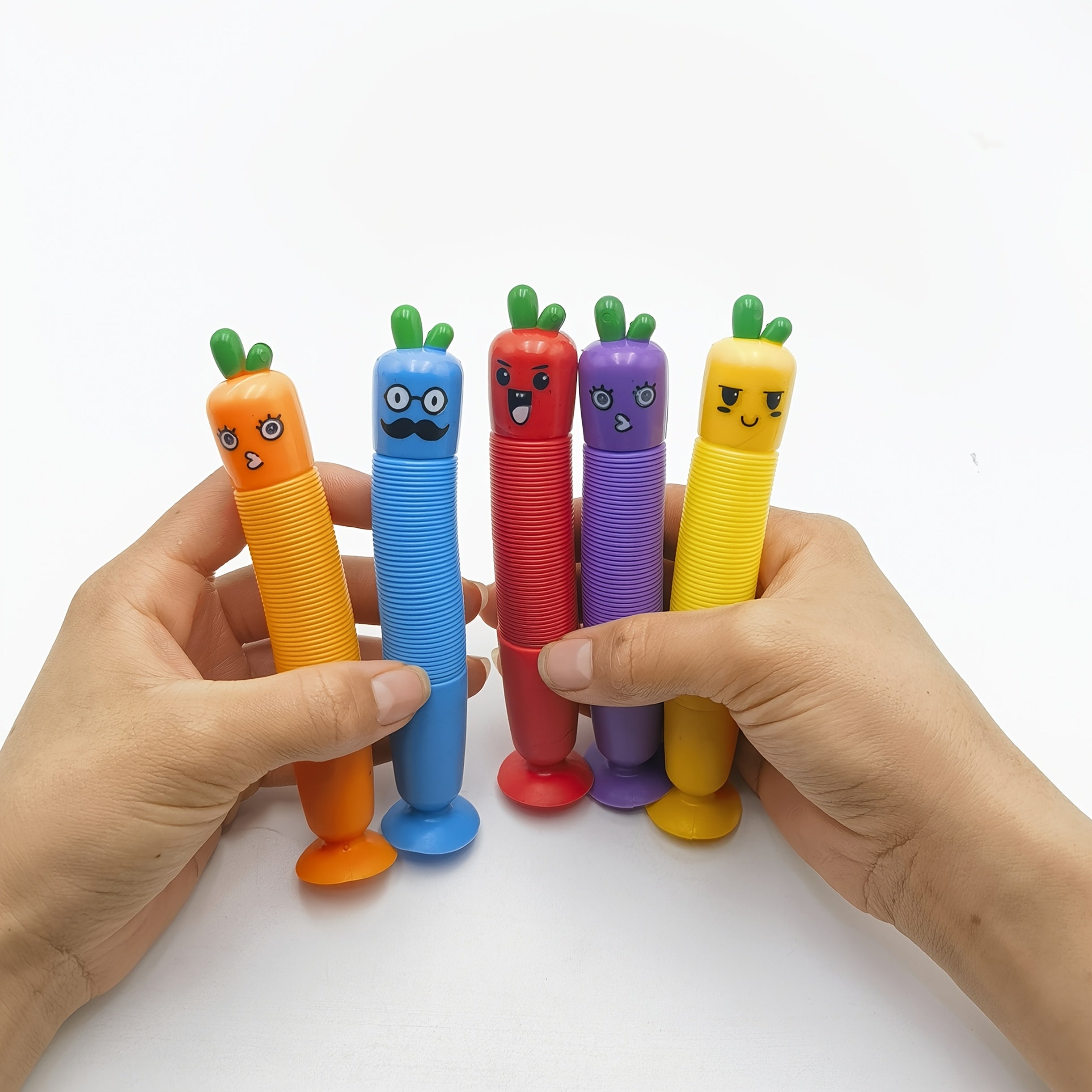 [Cute Cartoon Pens] 5pcs Cute Cartoon Carrot & Vegetable Retractable Pens Set | Fine Point, PP Material, with Suction Cup Base, Creative Stationery for Students