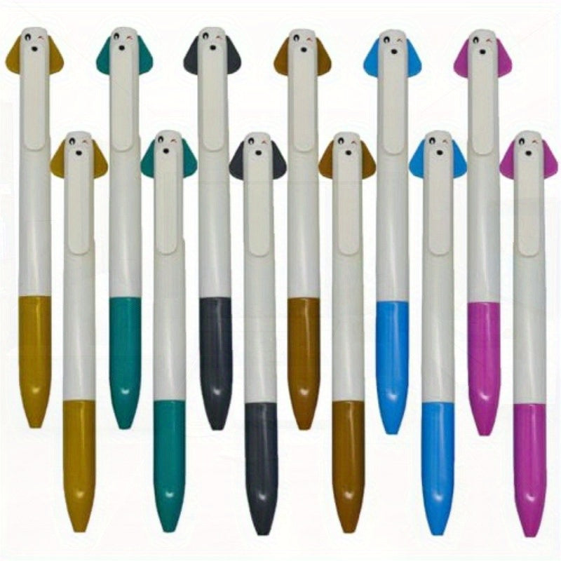 24pcs Dog Ballpoint Pen Cute Cartoon Animal Pens 2in 1 Retractable Pen Black Red Gel Ink for Office School Stationery Supplies, Note Taking Accessory, Everyday Writing Tool, Animal Themed Pen, Gel Ink Pen, Dog Shape Pen, Cute Cartoon Design, Smooth Gel