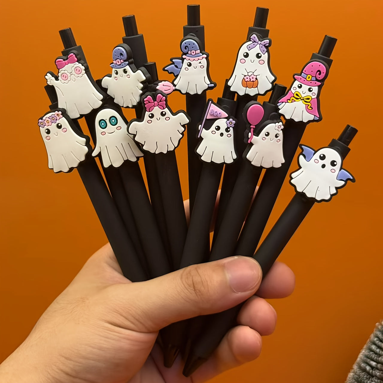 5-10pcs Cartoon Back-to-School Halloween Pumpkin Series Multi-Style Retractable Ballpoint Pen, Click Gel Ink School Design for Students and Teachers (Random Colors)